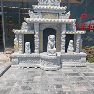 江西芝麻白中国黑石材套墓 花岗岩墓碑